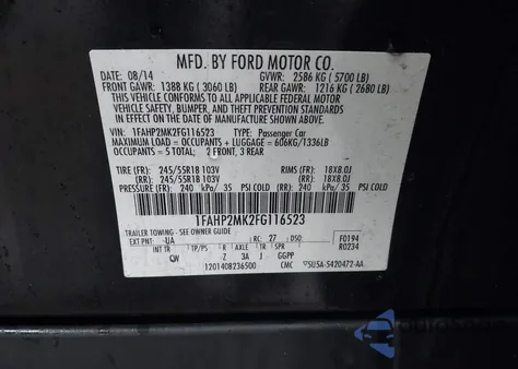 2015 Ford Police Interceptor from USA, damaged, VIN 1FAHP2MK2FG116523